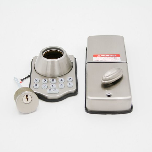Traditional Electronic Keypad Deadbolt Door Lock, Keyed Entry, Satin Nickel - Picture 2 of 5
